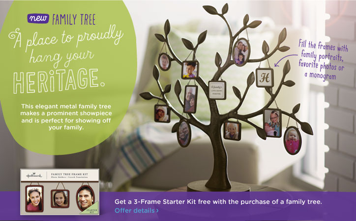NEW  Family Tree A place to proudly hang your heritage. This elegant metal family tree makes a prominent showpiece and is perfect for showing off your family.